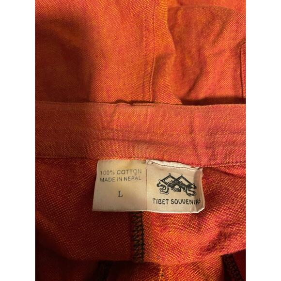 Vintage Tibet Souvenirs Women Pants Large Orange Wide Leg Relaxed Boho 90s READ - Picture 4 of 8